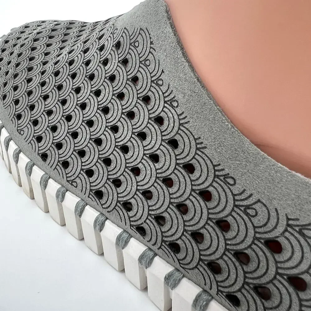 Ilse Jacobsen Tulip Gray White Perforated Slip On Shoe Size Euro 40
